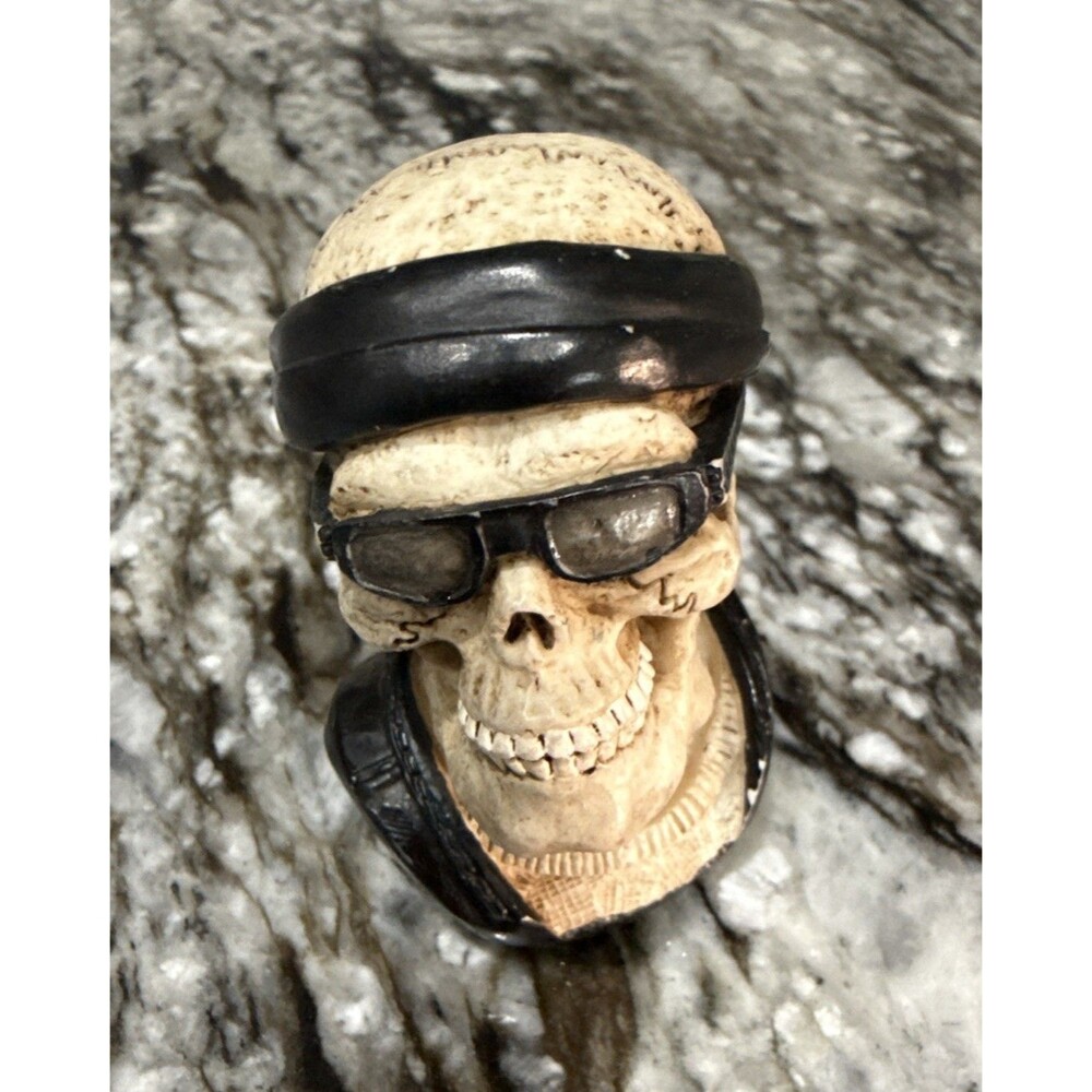Resin Biker Skull Figure W/Threads For Small Shifter or Display